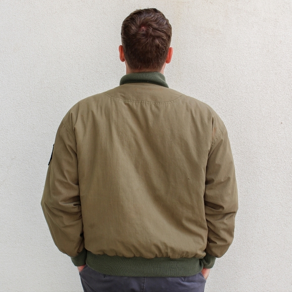 SOLD - Rare Vintage 1980s Green Flight Bomber Jacket with Blue Grass Inc - Picture 5 of 8